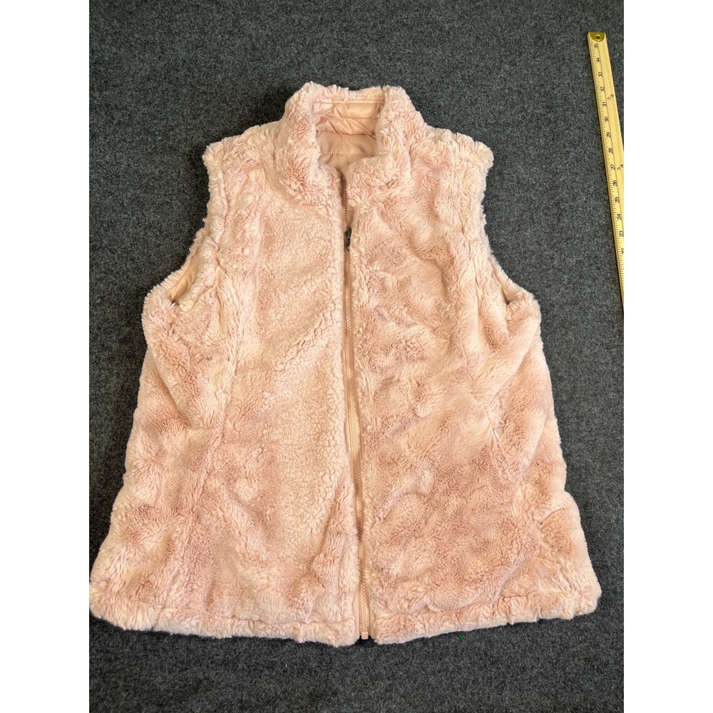 Nicole Miller Original Reversible Faux Fur Puffer‎ Vest Blush Pink Small Womens
